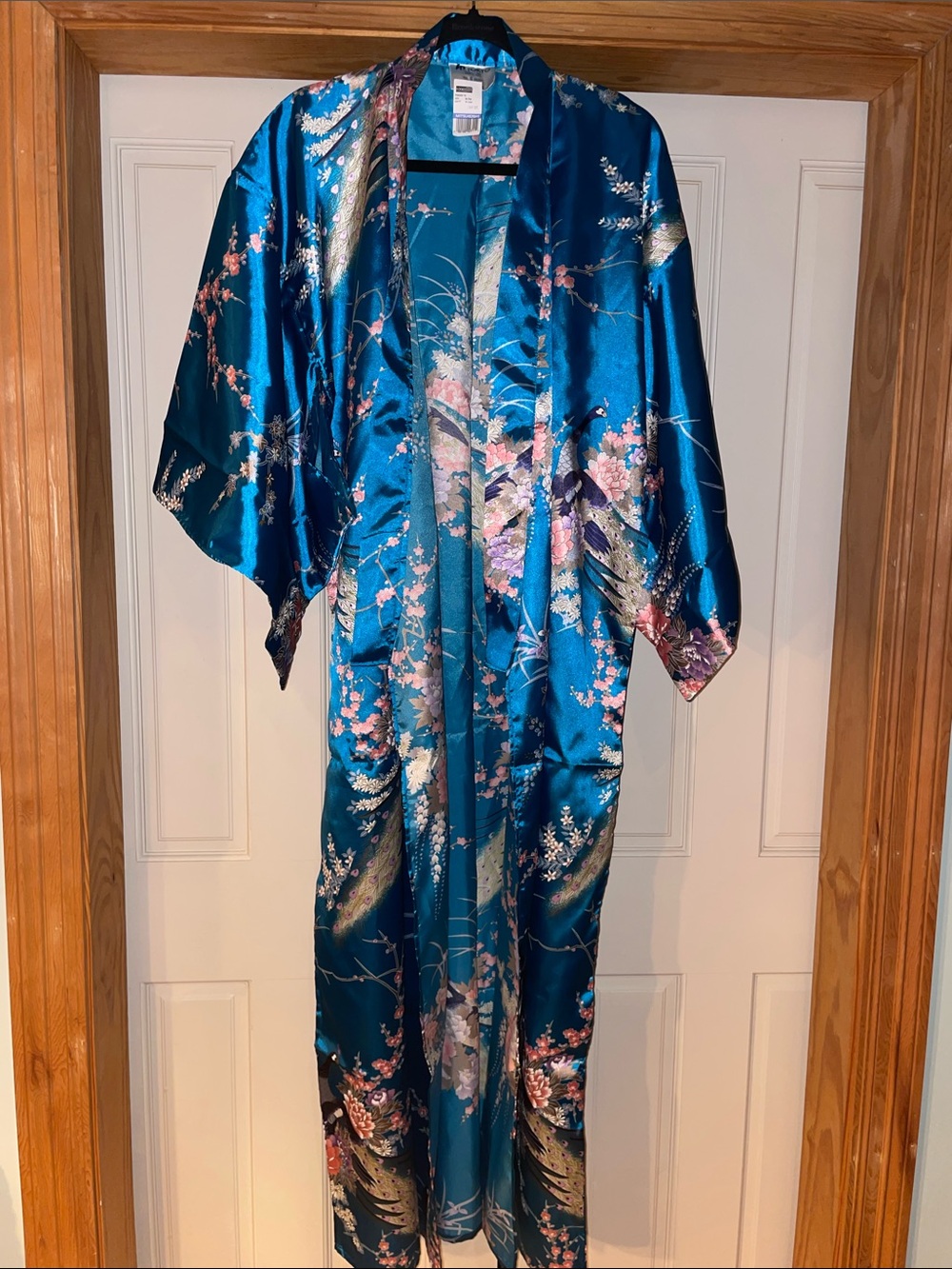 Two (1) Teal Floral Satin Kimono Robe and (1) Grey Floral  Kimono